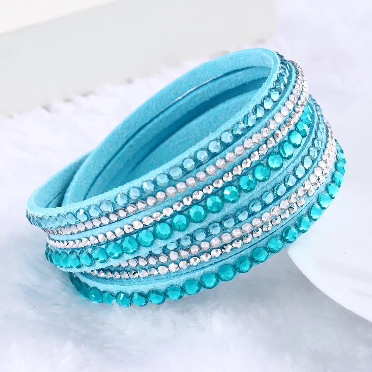 Curated visual reference: Picture Idea: Crystal Leather Wrap Bracelet Multilayer Charm Bangle With Toggle Clasp