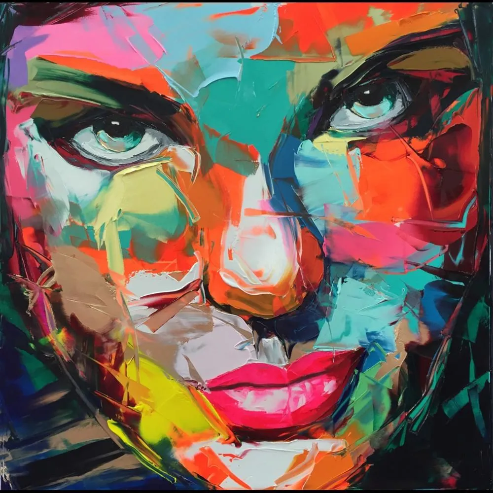 Françoise Nielly Palette Couteau Impression Accueil Œuvres Portrait Moderne À La Main Peinture À L'huile Sur Toile Concave Convexe Texture Face205