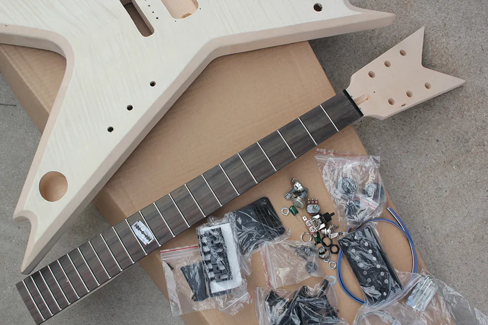 DHgate Natural Wood Electric Guitar DIY Kit with Chrome Hardware Build Your Unique Sound Musical Instruments