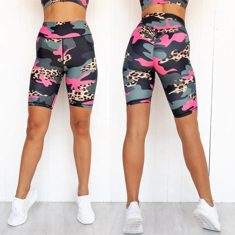 Compra Pantalones Cortos Para Mujer De Levantamiento De Ciclismo Longitud  De La Rodilla Pantalones Aptitud De Los Deportes De Las Mujeres Del Leopardo  De Cintura Alta Polainas De La Manera Camuflaje Flaco