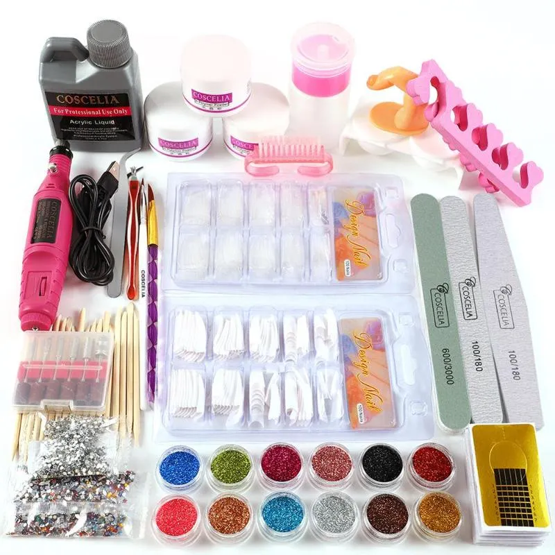 Acrylic Nail Art Kit Manicure Set 12 Colors Nail Glitter Powder Decoration  Acrylic Pen Brush Nail Art Tool Kit For Beginners - Nail Sets & Kits -  AliExpress