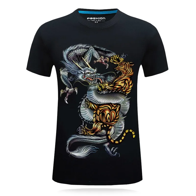 Tiger T-tröja Män Animal Yin Yang Tshirt Dragon 3D-tryck T-shirt Anime Kläder Roliga Punk Rock Mens Kläder Sommar Toppar