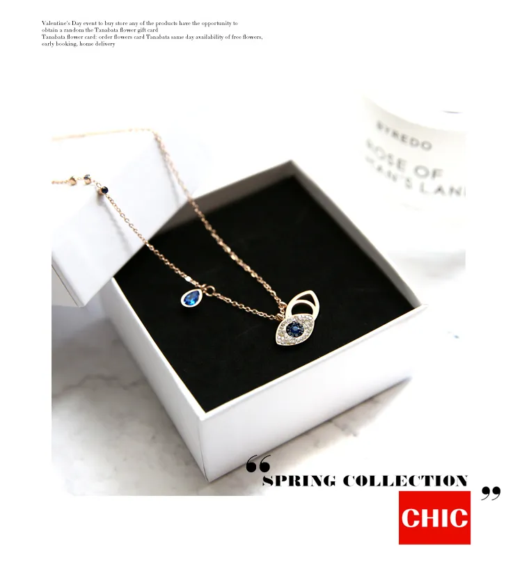 Fashion-Europe and the United States Ms. Titanium Steel Rose Gold Necklace Devil Eye Pendant Necklace Girls Clavicle Chain Jewel Chain
