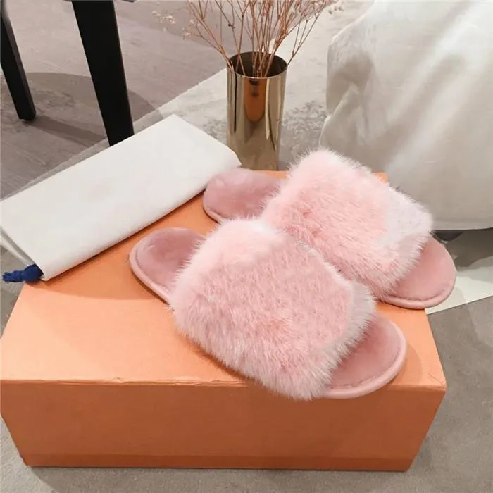 Top luxury slippers! Fashion real fur open toe slippers indoor light shoes thermal slippers real leather soles luxury plush shoe large 35-42