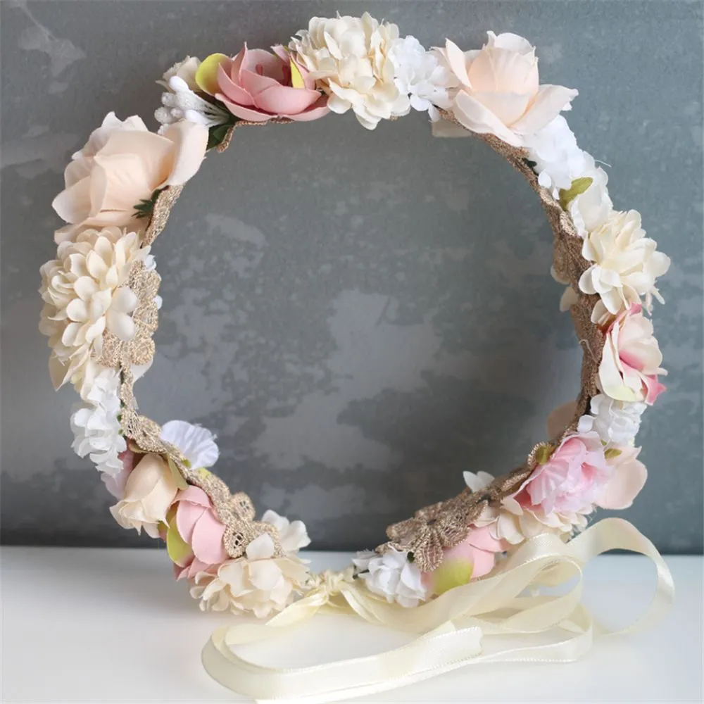 Big Girls Beach Vacation Wreath Bridal Headdress children Stereo Simulation Flowers Princess Garlands woman Photo Accessories S171