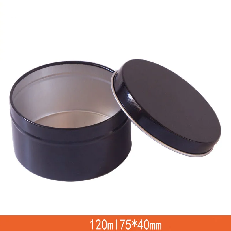 120ml Aluminium Kosmetisk burk Tom runda Svart Cream Pot Candy Box Dia 75mm Lite Aroma Candle Box Tin Cans Metal Container