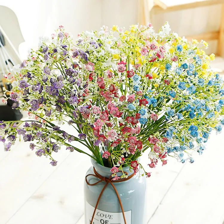 Artificial Flowers Colorful Long Stem Fake Flowers Bouquet Breath Silk Flower Wedding Decorative flower Faux Floral T2I5333