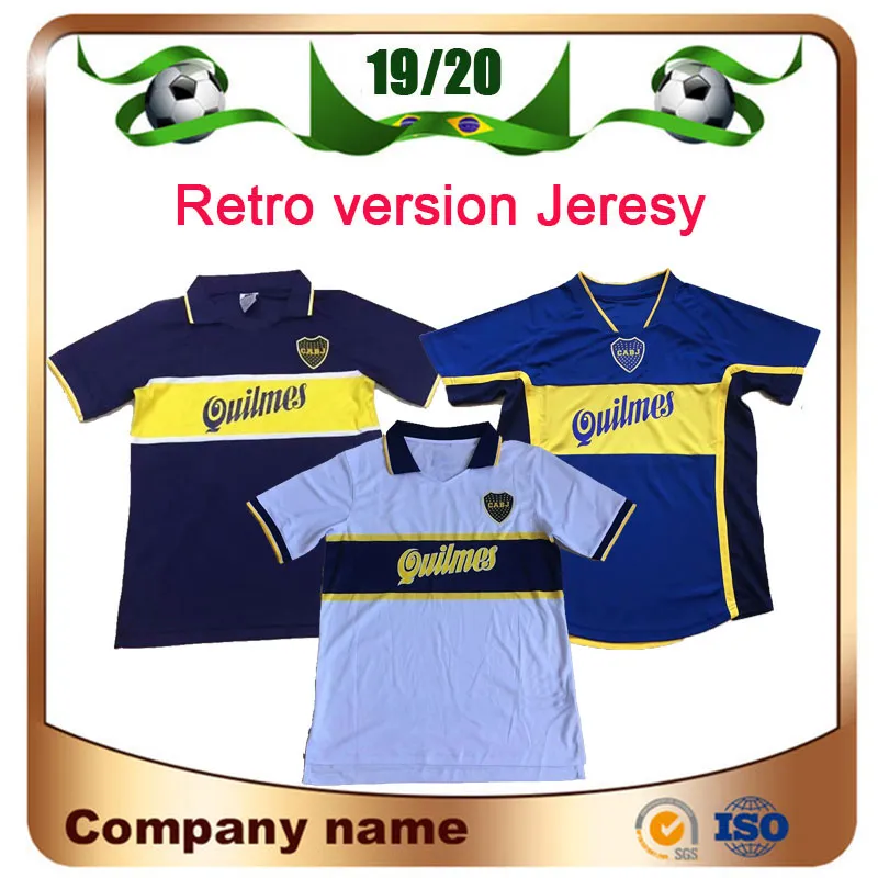 97/98 Versão Retro Boca Júnior Jersey 00/01 95/96 # 10 Roman # 9 Palermo Soccer Shirt Maradona Vintage CanigGia Futebol Uniforme