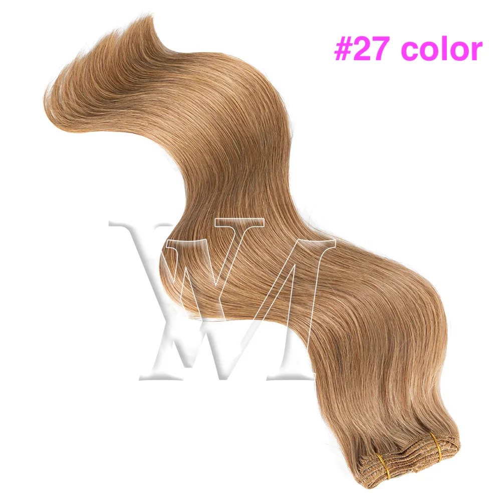 VMAE Silky Straight No Globing European Russian Braziliaanse Haarhaar Haar Blond Dubbel getrokken Maagd 160G Extensions Girls Hair Clip in Extensions