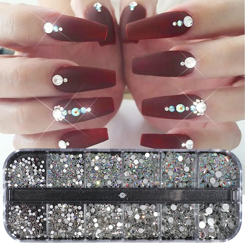 Crystal Strass Nail Art Rhinestone Decoratie Gemengde Size Clear AB Niet-hotfix Plakback Gem Voor Nail Manicure Toegang tot Ji388