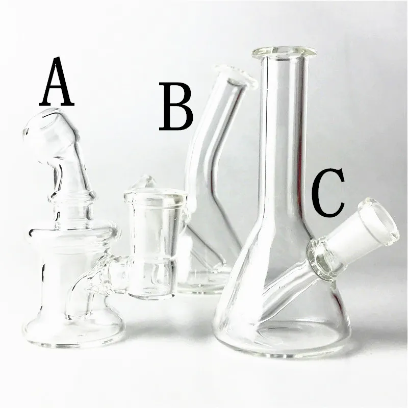 Nyaste 10mm 14mm Kvinna Mini Glas Bong Vattenrör Pyrex Oil Rigs Tjock Recycler Oil Rig för rökning