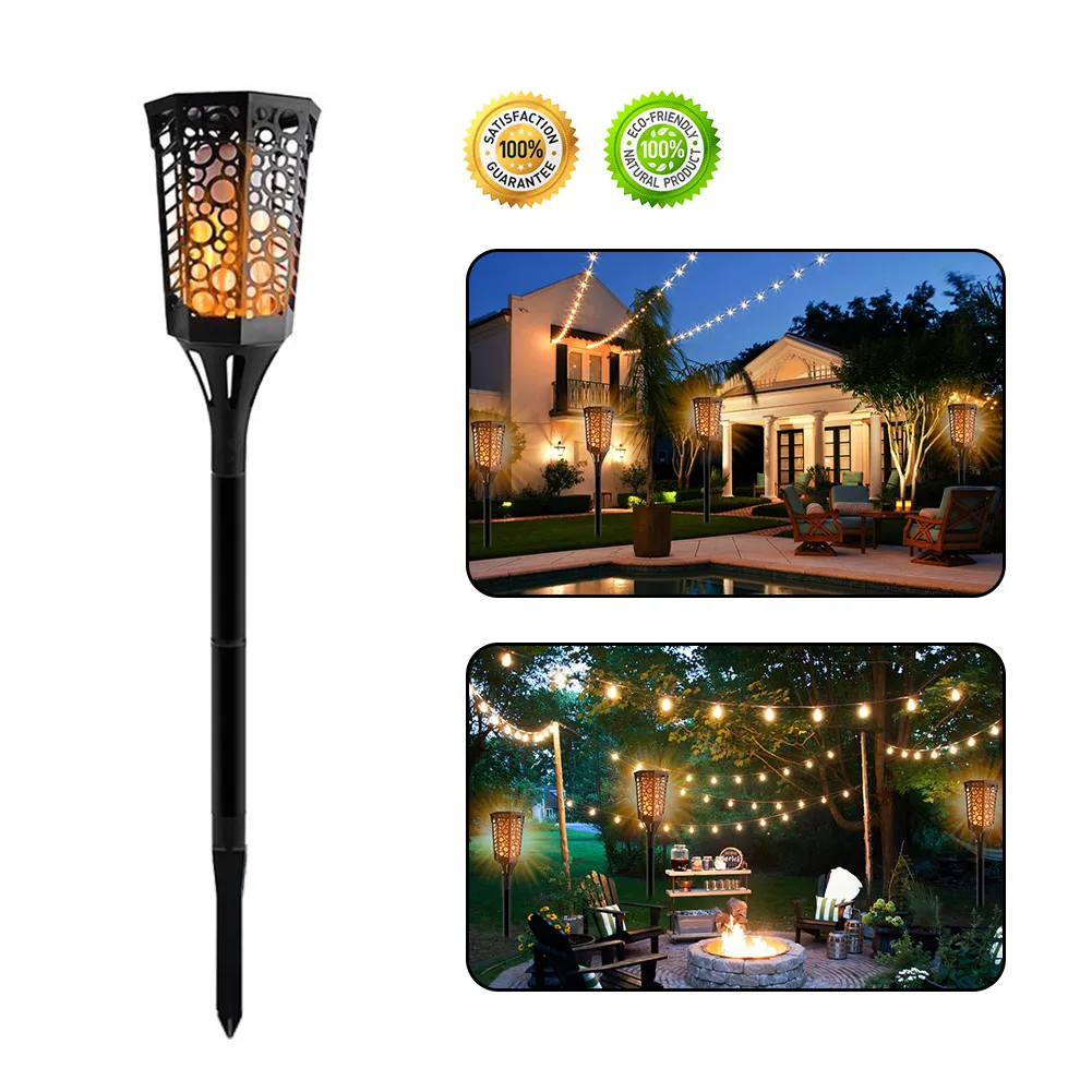 96led Solar Flame Lampor Flimrande Vägglampa Vattentät IP65 LED Torch Lights Garden Landscape Light Outdoor Garden Decor