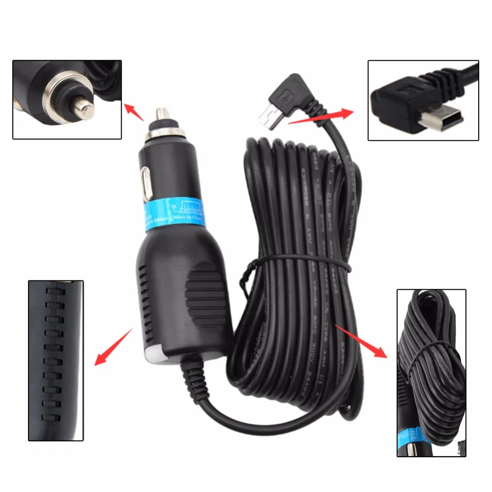 Auto Mini USB GPS Car Charger Adapter Power Cable 12V-24V to DC 5V