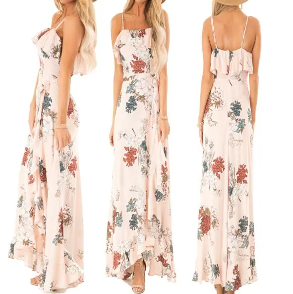 38 Dames Jumpsuits, Casual Jurken, Rompertjes Rok Floral Jurk met mouwloze jurken Nuevo Estilo Vestido Para Chicas Mujeres WT19