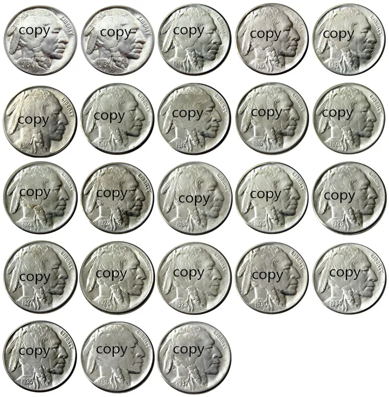 US Un set di (1913-1938) PSD 67pcs Buffalo Nickel Cinque centesimi Copia Moneta decorativa artigianato in metallo muore prezzo di fabbrica di produzione