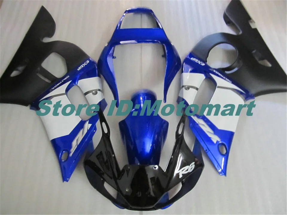 Zestaw do obróbki motocykli dla Yamaha YZFR6 98 99 00 01 02 YZF R6 1998 2002 YZF600 Blue White Fairings Set + Gifts YG40