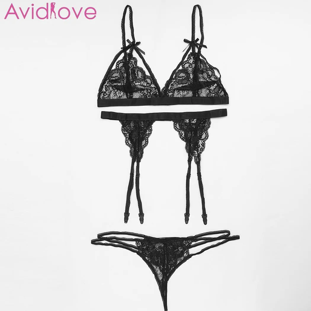 Avidlove Kadınlar Sexy Lingerie Artı Boyutu Set Artı Boyutu Sıcak Erotik Çiçek Dantel Babydoll Yaz Çizgisiz Bralette Sutyen S ...