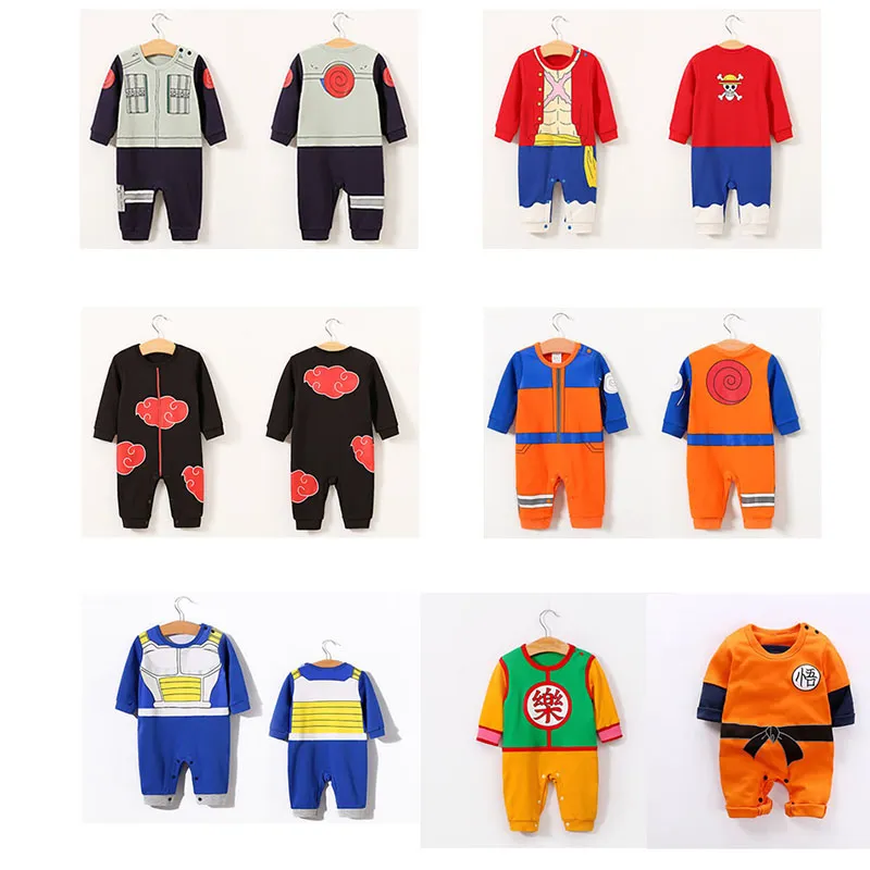 10 Cores Bebê Meninos Jumpsuits Bebê Meninas Roupas Manga Curta Kakarot  Akatsuki Romper 100% Algodão Crianças Crianças Infantil Roupas A18 De  $43,02