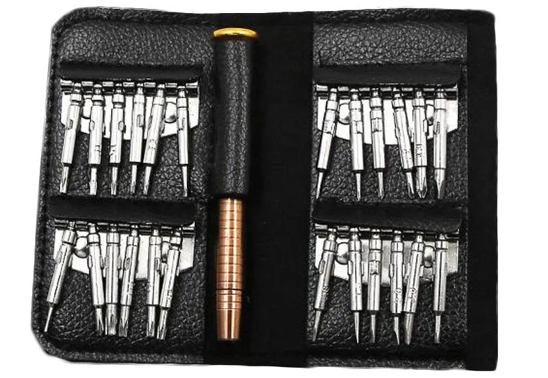 Jeu de tournevis 25 en 1, kits d'outils de réparation de tournevis de précision avec sac en cuir PU pour PC, lunettes, téléphone, montre, appareil photo numérique