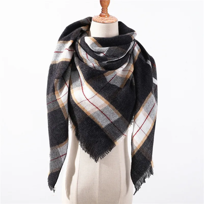 Groothandel - Nieuwe lente winter driehoek sjaal voor vrouwen plaid warme kasjmier sjaals vrouwelijke sjaals pashmina lady bandana wraps deken