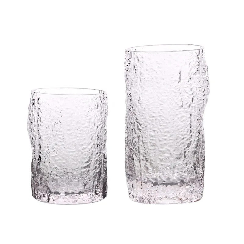 Verres à whisky en écorce d'arbre vintage gobelet en verre texturé glaçon clair tasse à boire de bar du milieu du siècle pour cocktail de thé glacé