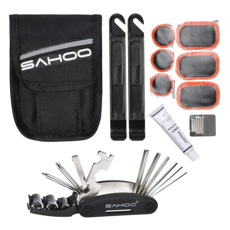 BMX Cycling Cycle Tire Reparatie Tools Kits Sets Accessoires Tail Bag Sahoo 16 in 1 Multi Fiets Reparatie Gereedschap MTB Road Bike Tools