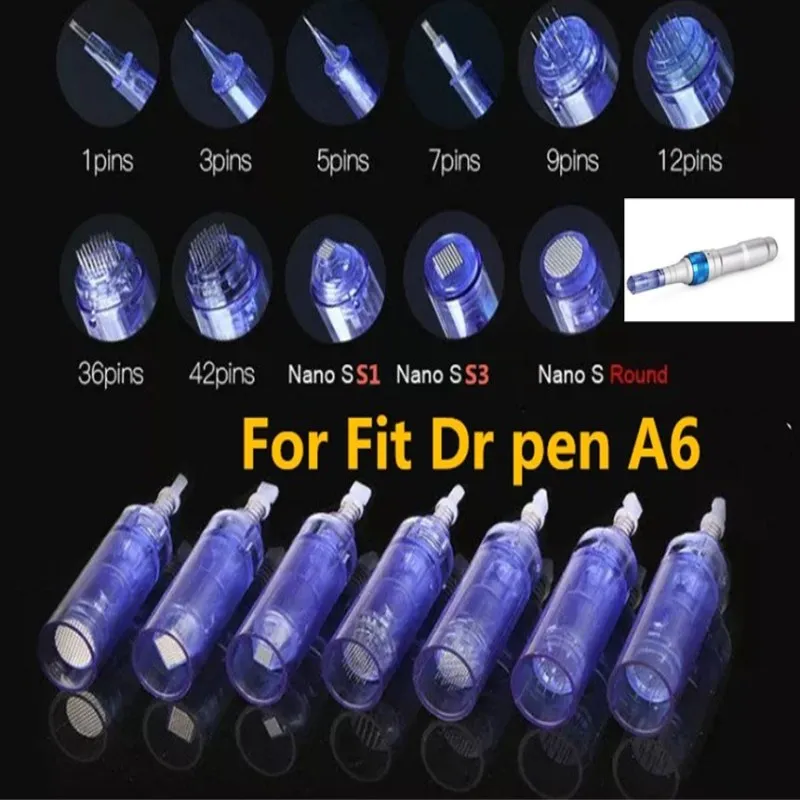 Hot Sale Dr. Pen A6 agulha do cartucho Dicas Para Pen Terapia Auto Elétrica Derma 5/9/12 / Nano Micro agulhas baioneta Replacements rolo Cuidados com a pele