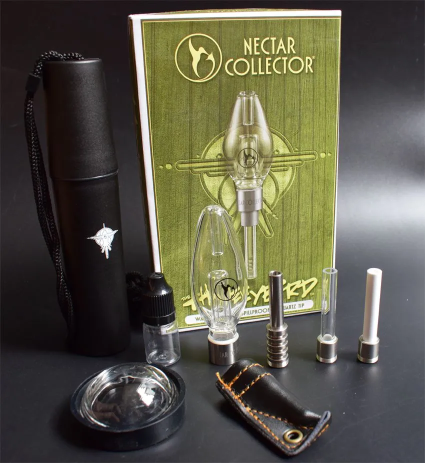 Colector de néctar de alta calidad con punta de titanio Logotipo de clavo de cuarzo Tubo de agua de vidrio Bong de vidrio de clavo invertido