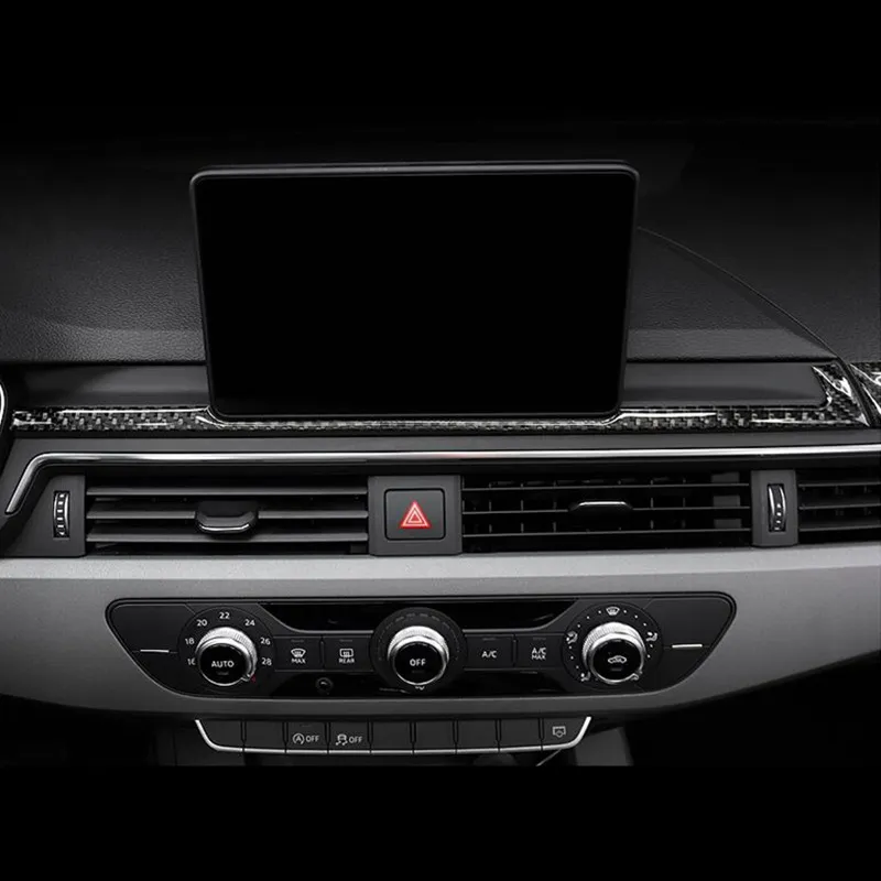 Car Styling En Fiber De Carbone Navigation Décoration Cadre Couverture Tableau De Bord Decal Autocollants Garniture Pour Audi A4 B9 2017-19 Auto Accessoires