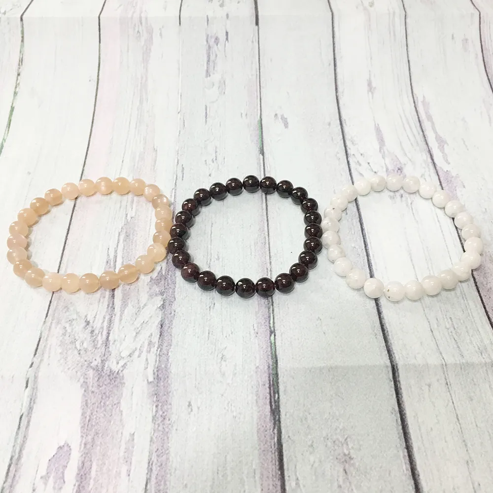 MG0315 Bracciale con granato pietra di luna da 8 mm Set Bracciale energetico con pietra solare naturale Bracciale con pietra preziosa Chakra di equilibrio di alta qualità2865