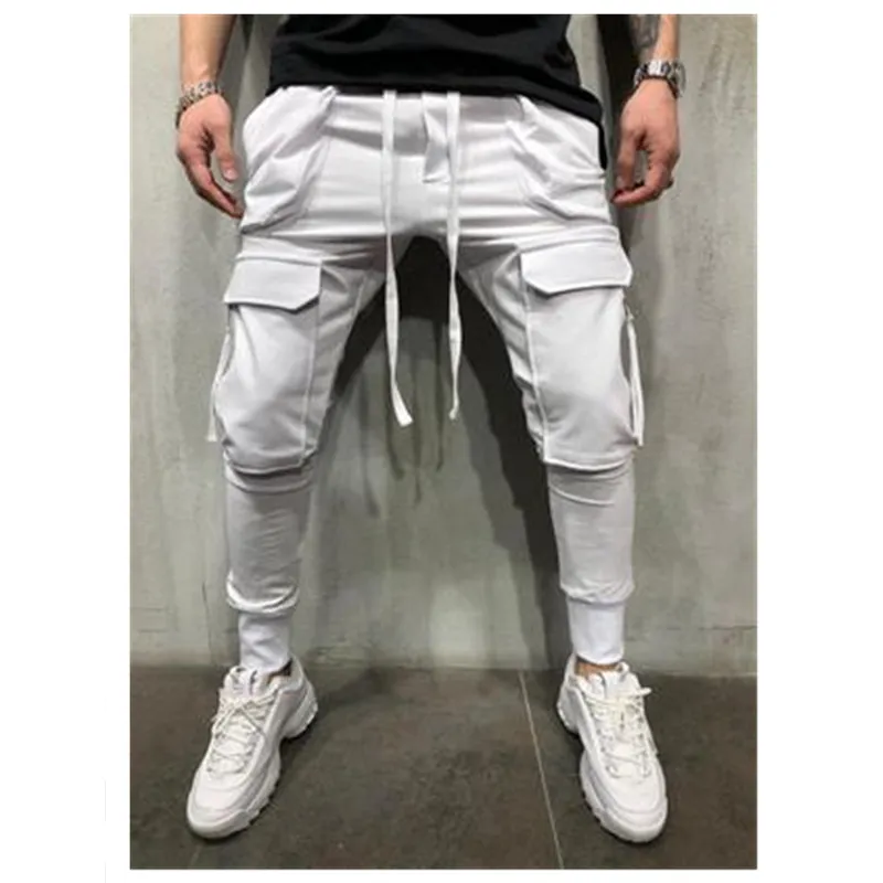 Hommes sarouel Hip Hop Joggers Patchwork mâle bloc poche Cargo pantalon petite fermeture éclair Joggers Harajuku pantalon de survêtement mince pantalon 179a