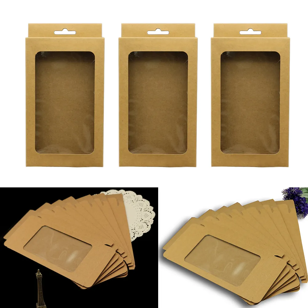 10pcs/set Nursuing Decoration With Clear Window Storage Wrapping Brown Paper Wedding Baby Gift Multifunction Packing Box Jewelry