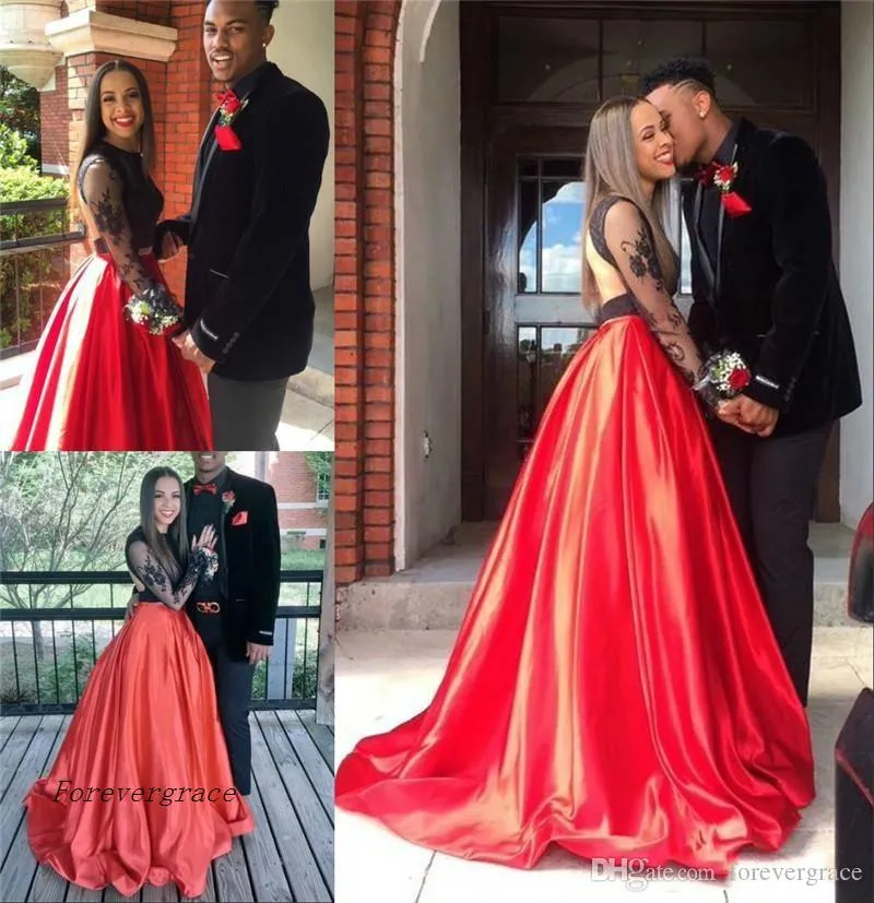 2019 Pareja sexy Moda Negro y rojo Vestido de fiesta Encaje barato Formal Vacaciones de verano Usar Graduación Vestido de fiesta por la noche Por encargo Tallas grandes