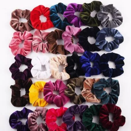 Babyhoofdbanden Meisjes Effen Kleur Fluwelen Elastische Ring Haarelastiekjes Accessoires Mode Paardenstaarthouder Haarband Rubber Mode Scrunchies C1300