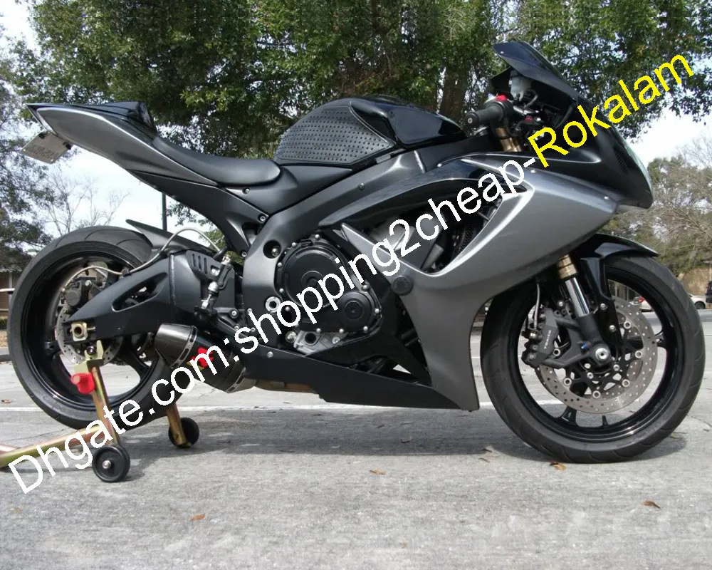 鈴木GSXR600 GSXR750 GSX-R GSXR 600 750 R600 R750 2006 2007 06 07 K6ブラックグレーボディワークキット（射出成形）