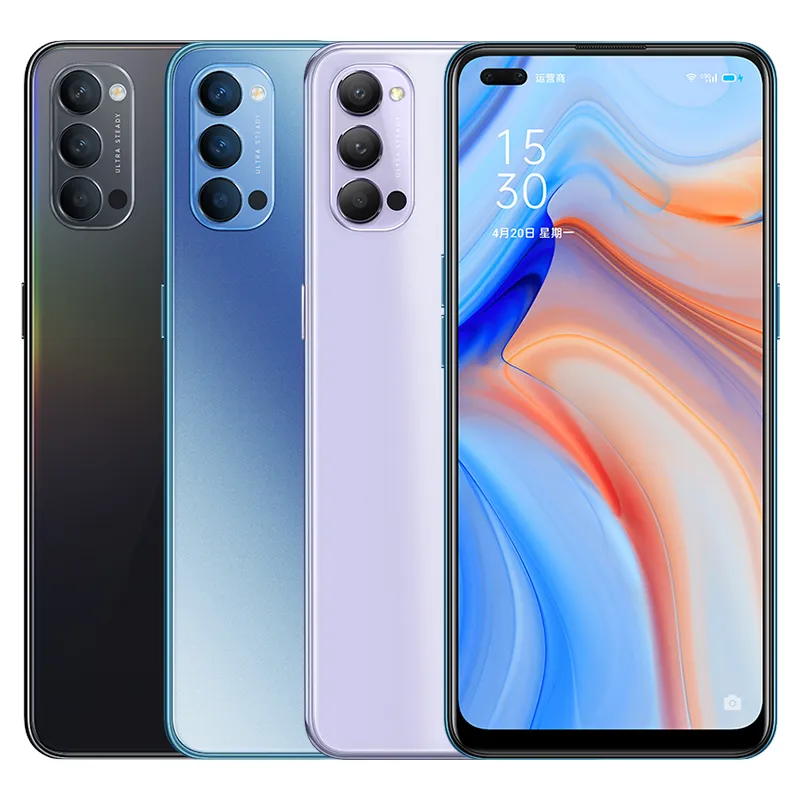 Original Oppo Reno 4 5G LTE Mobiltelefon 8 GB RAM 128 GB 256 GB ROM Snapdragon 765G Octa Core 6,4 Zoll Vollbild 48,0 MP Fingerabdruck-ID-Handy