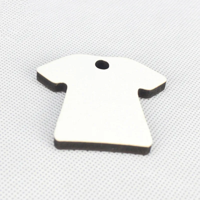 Целые 500 шт., двойная пустая футболка из МДФ, брелок для ключей, сублимационный деревянный брелок для ключей для термопресса, переноса ювелирных изделий Po Gift277M