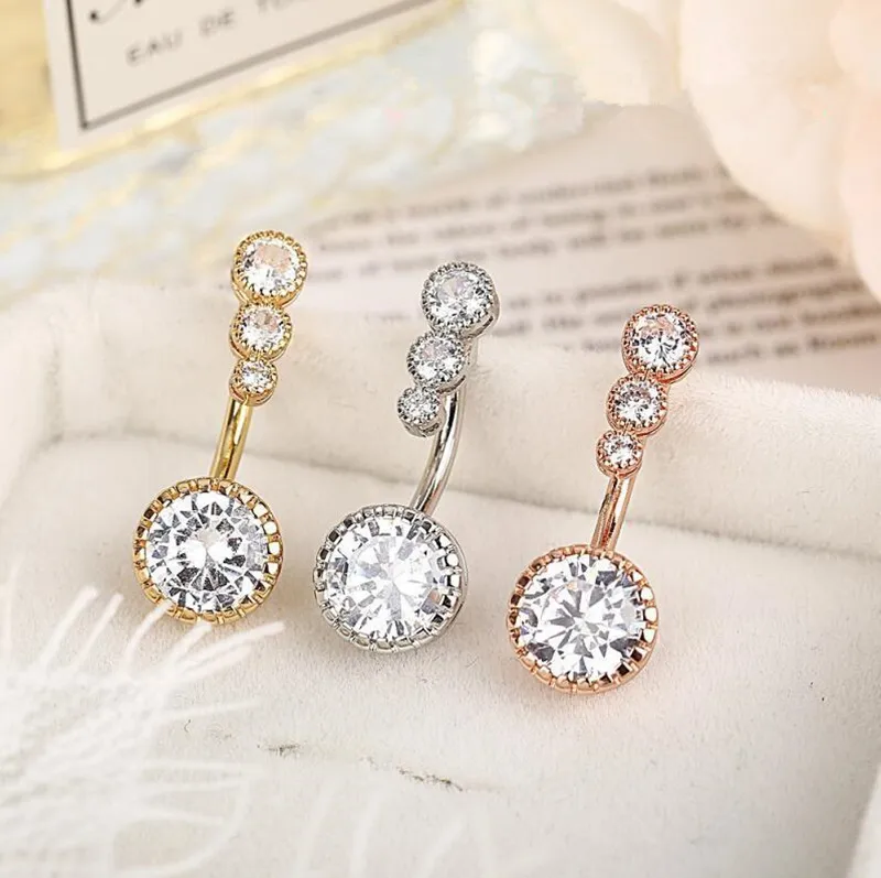 New Diamond Dangle Belly Benly Belly Butly Butting Betly Percing Crystal Flower Body Body Jewelry Deiper Rings Flower Shape Set