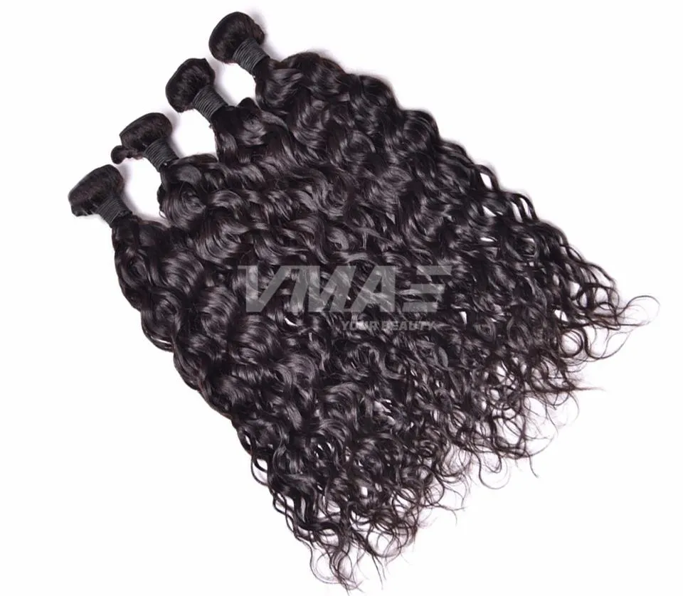 VMAe Fantastiska brasilianska Virgin Peruvian Malaysian Indian Human Hair Weave Water Wave Extensions Hairstycke