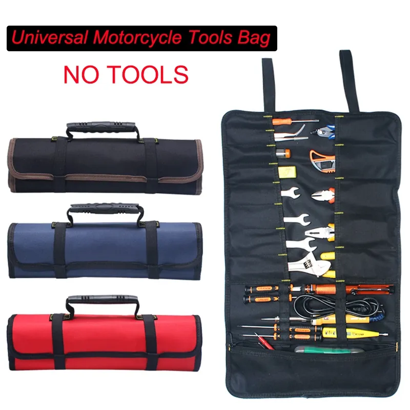 Universal Motorcycle Tools Bag Multifunction Durable Oxford Cloth Pocket Toolkit Rolled Bag Portable Large Capacity Bags