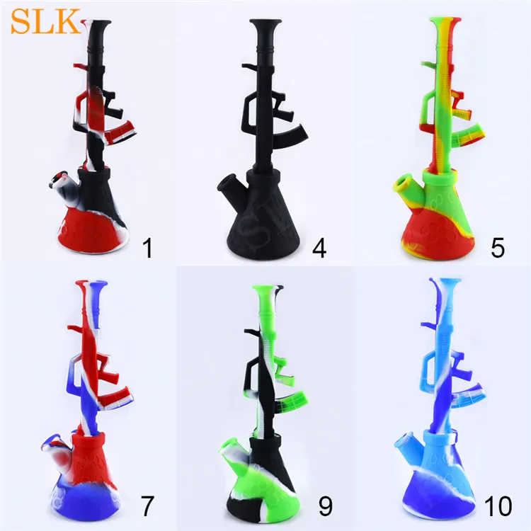 Rifle / AK47 Plataformas petroleras de silicona Pipa para fumar Tubería de burbujeador de agua de silicona única Tubo recto Diseño fresco Bongs de silicona Tuberías de agua 420