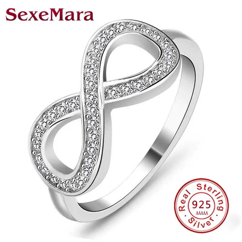 Mode 925 sterling zilver sterling-silver-smycken cz oändlighet oändlig kärlek claddagh 8 form ringar för kvinnor jz31 anel feminino