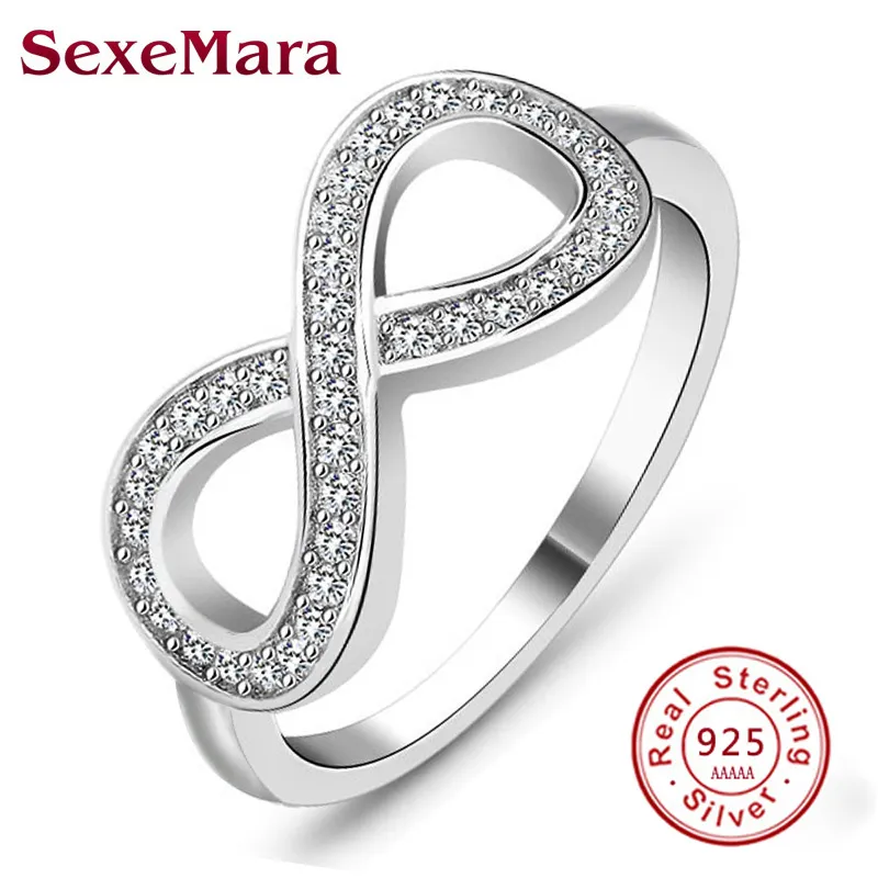 Mode 925 Sterling Zilver Sterling-Silver-Sieraden CZ Infinity Eindeloze Liefde Claddagh 8 Vormringen voor Dames JZ31 Anel Feminino