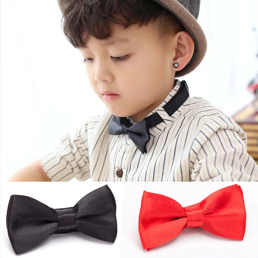 Children Bow Tie Classic Kid Bowtie Boys Grils Ties Baby Fashion Accessories Solid Color Green Red Black Blue Pets Cravate