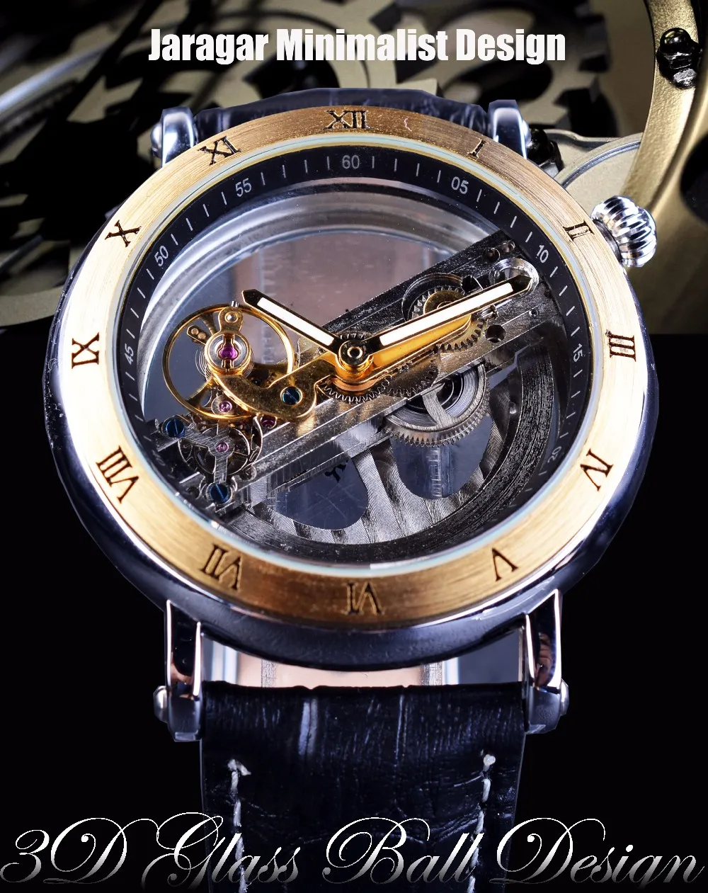 Forsining Transparant Automatisch Beweging Steampunk Ontwerp Lederen Heren Watch Top Merk Luxury Mechanical Skeleton Watch