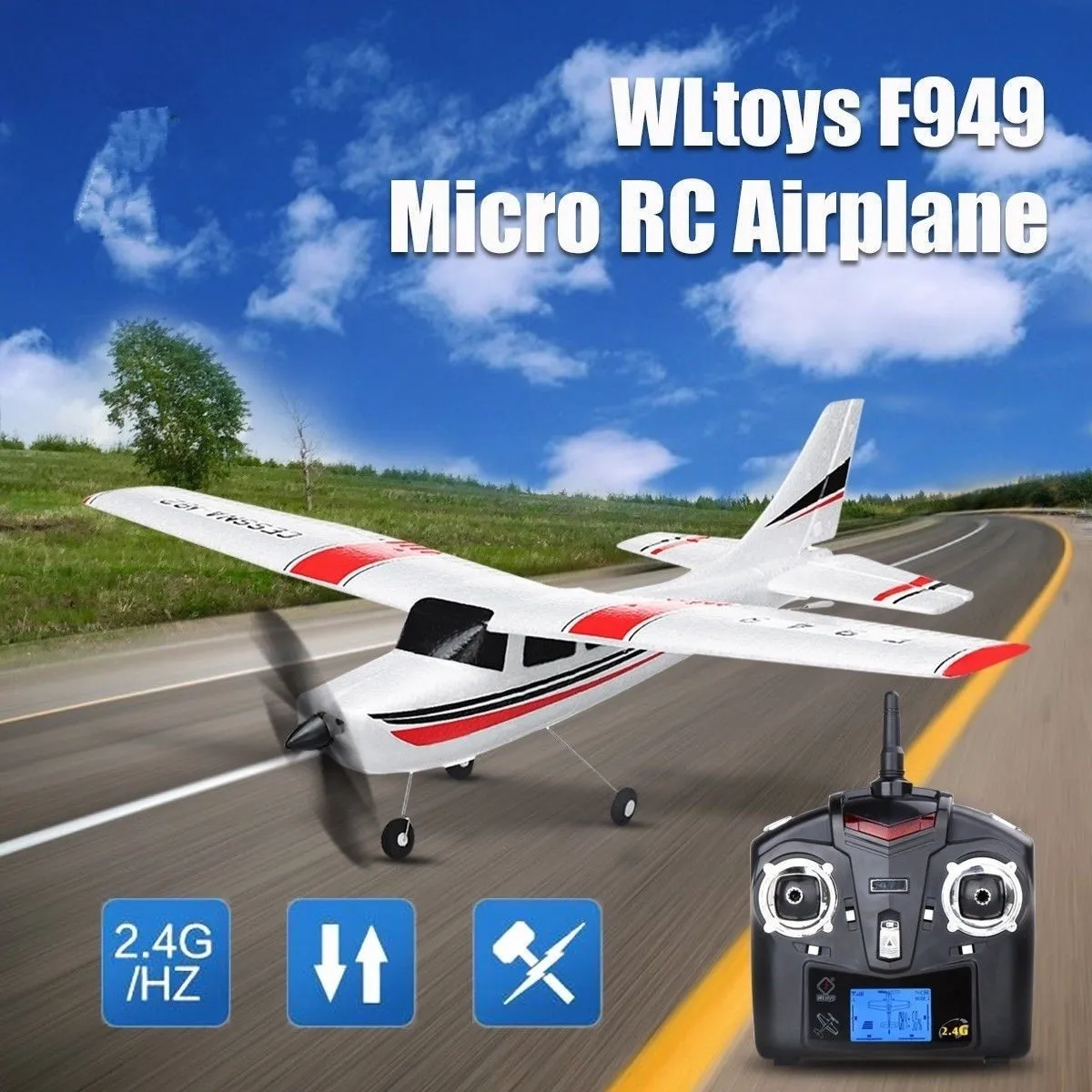Wltoys F949 3ch 2.4ghz Rtf Cessna-182 Avion Rc Avion Radiocommandé