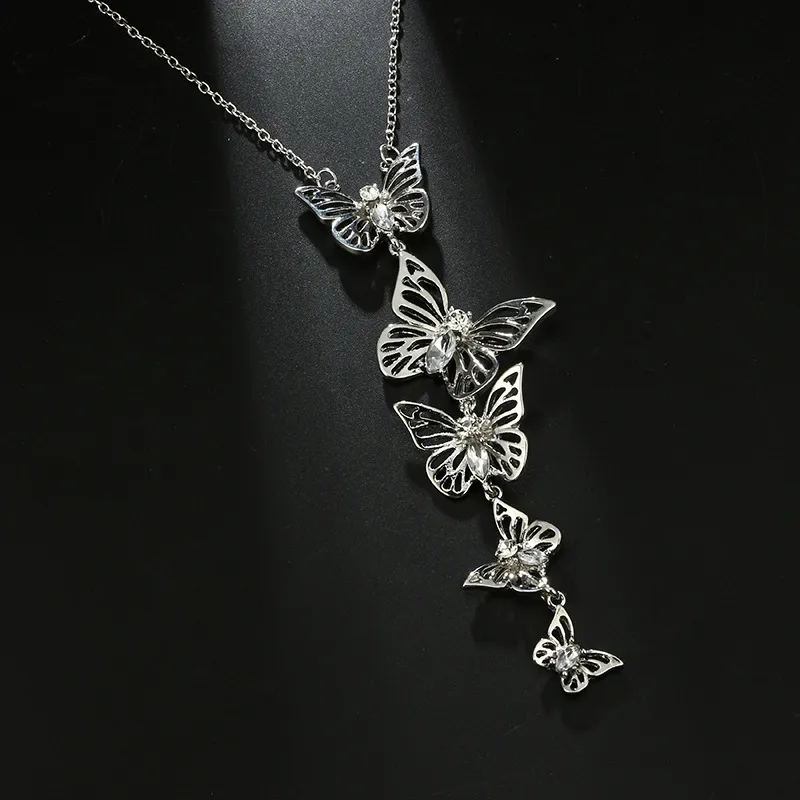 Collana personalizzata con farfalla di cristallo, collana a catena con maglione in argento dorato, per ragazze, moda, donne, collane, animali, gioielli con ciondoli