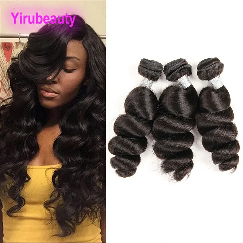Brazilian 4 Bundles Human Hair Extensions Double Wefts Loose Wave Human Hair 95-100g/piece Weaves Natural Color