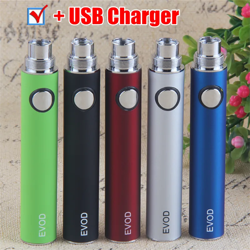 MOQ 5 Stück 100% Qualität EVOD-Batterien Verdampferstift USB-Ladegerät 510-Gewinde-Batterie 650 900 1100 mAh Vape-Stifte für EGO CE4 MT3 Ecig