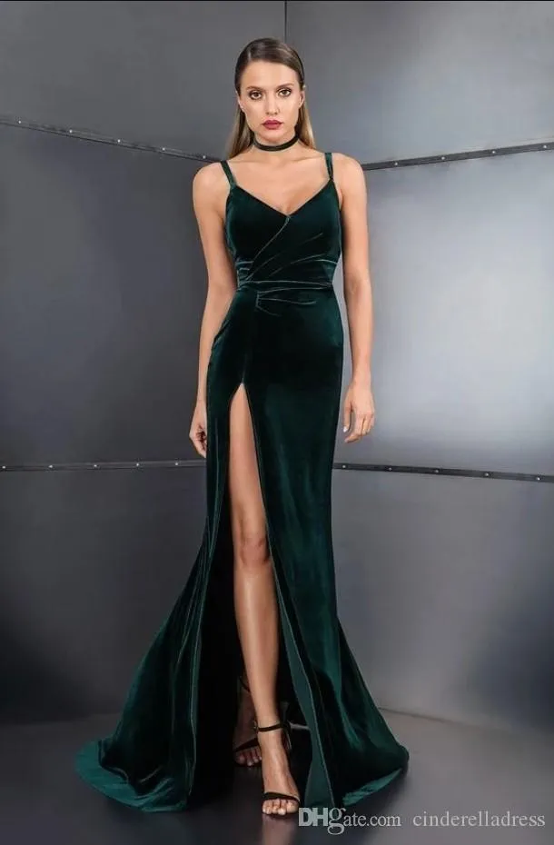 Dhgate Emerald Green Velvet Prom Dress Emerald Green Bridesmaids Dresses,  Elegant Velvet Evening Gown